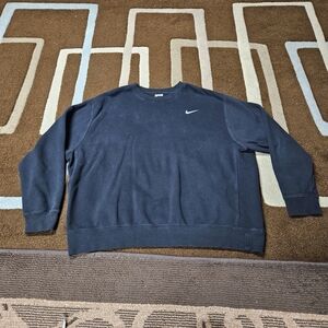 Like New - Nike Men’s Black Crewneck Sweatshirt with White Swoosh - XXL